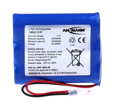 Ansmann Industrial 1S3P 3.635V 10500mAh High Capacity Rechargeable Li-ion Battery Pack