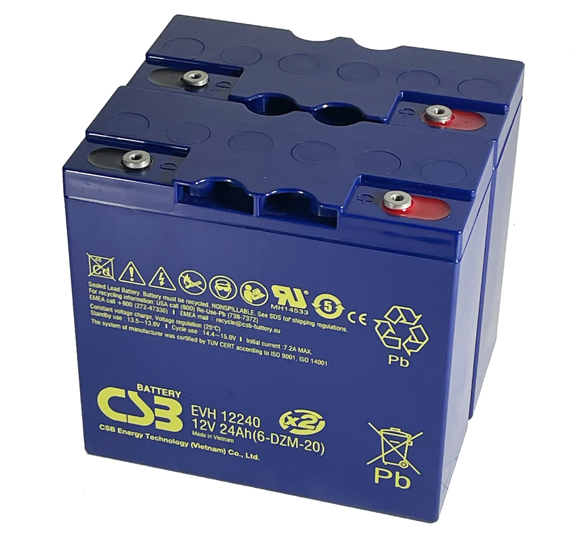 Pair of CSB EVH12240 12V 24Ah Mobility Scooter Batteries