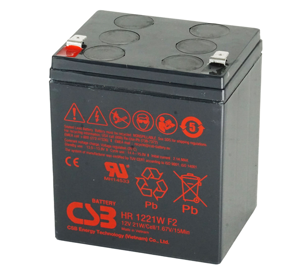 CSB HR1221W F2 12V 21W Sealed Lead Acid Battery